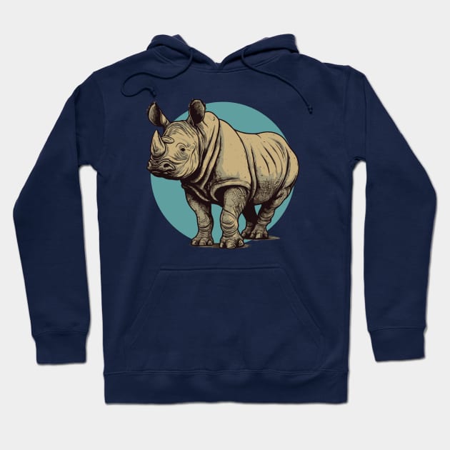 Rhinoceros Vector Art Illustration || Cute Rhino Hoodie by Mad Swell Designs